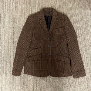 Chaps Brown Checkered Wool Blazer